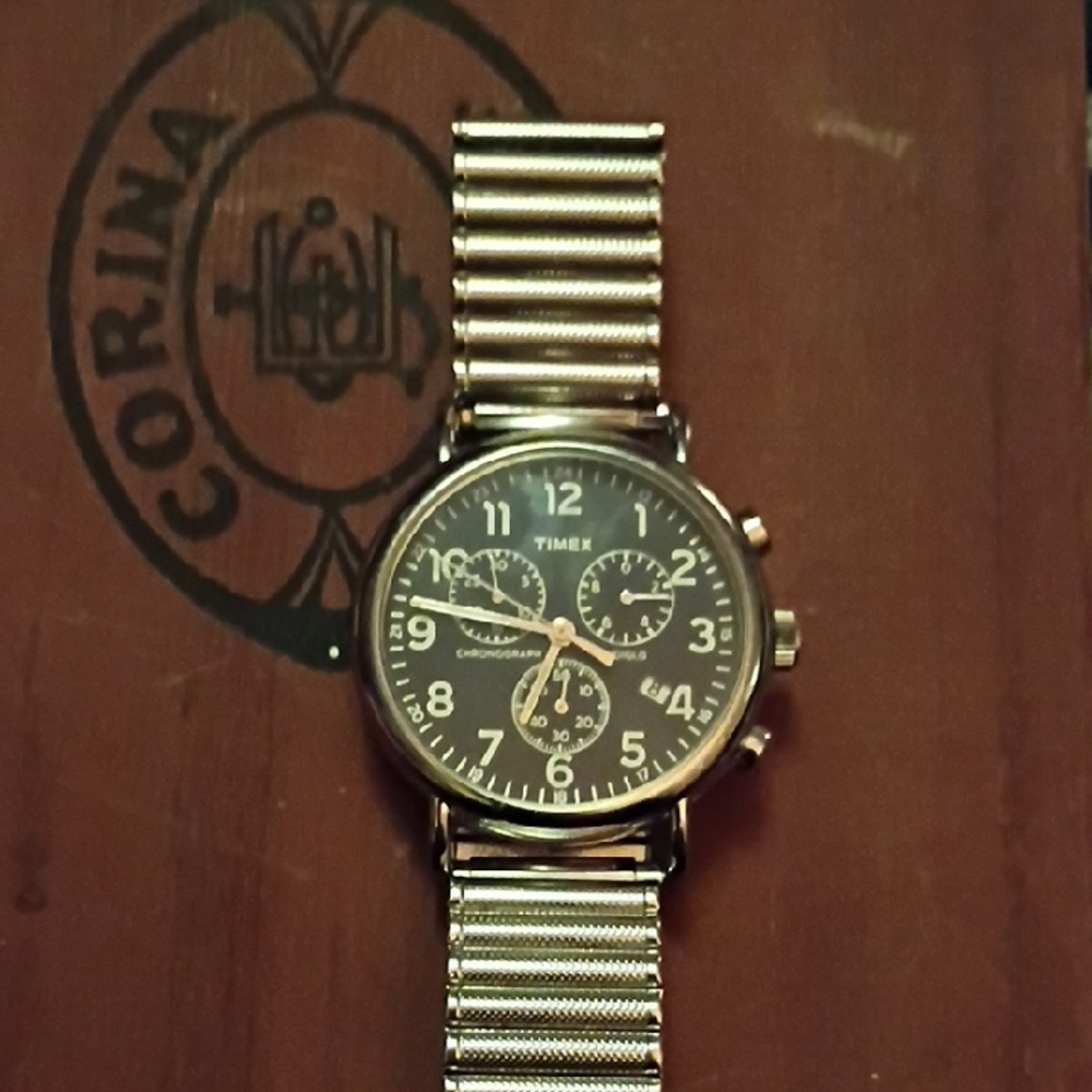 Timex Black and Silver Chronograph Watch